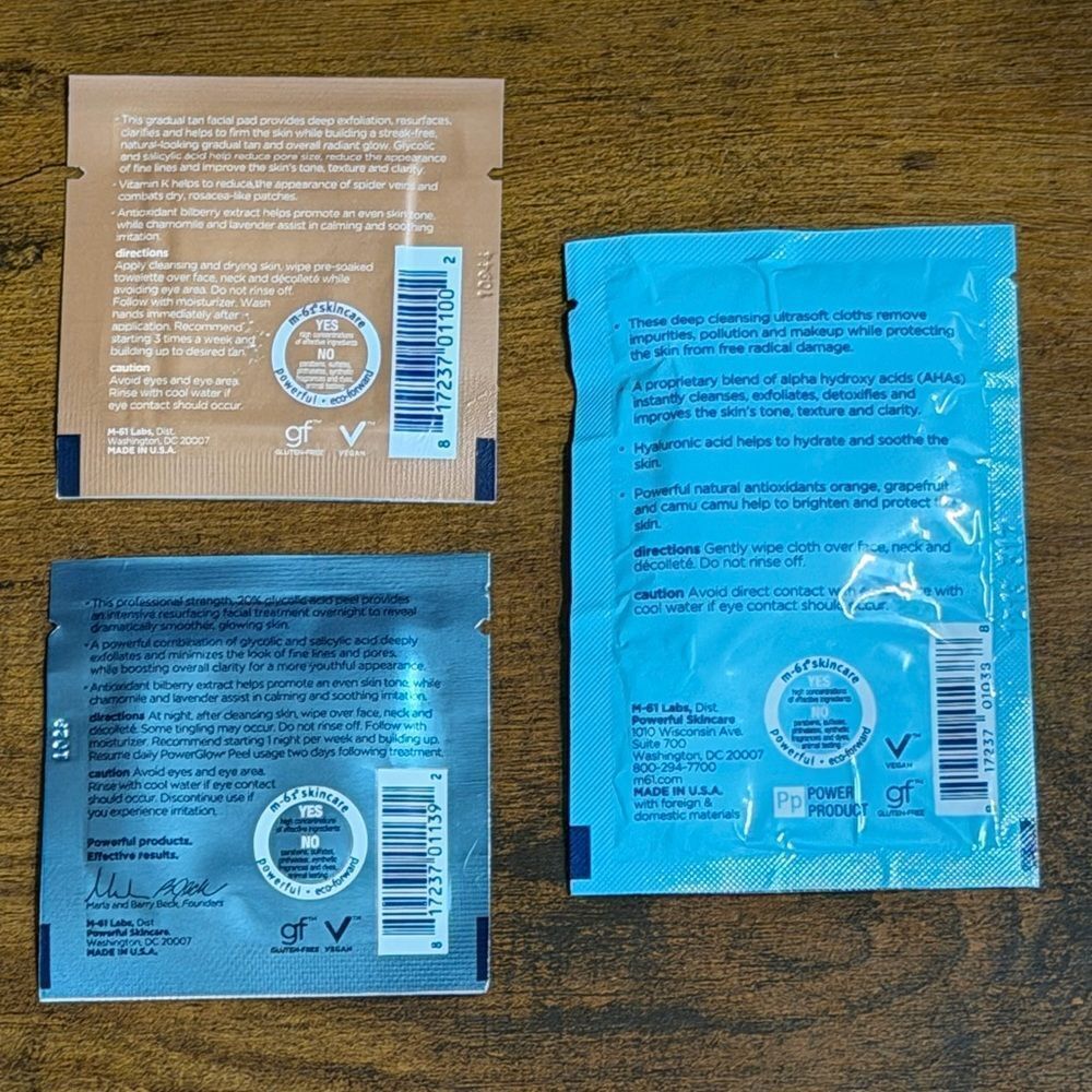 M-61 Powerful Skincare Sample Bundle PowerGlow Peel + Hydraboost Pads + Bag NEW - Picture 8 of 12